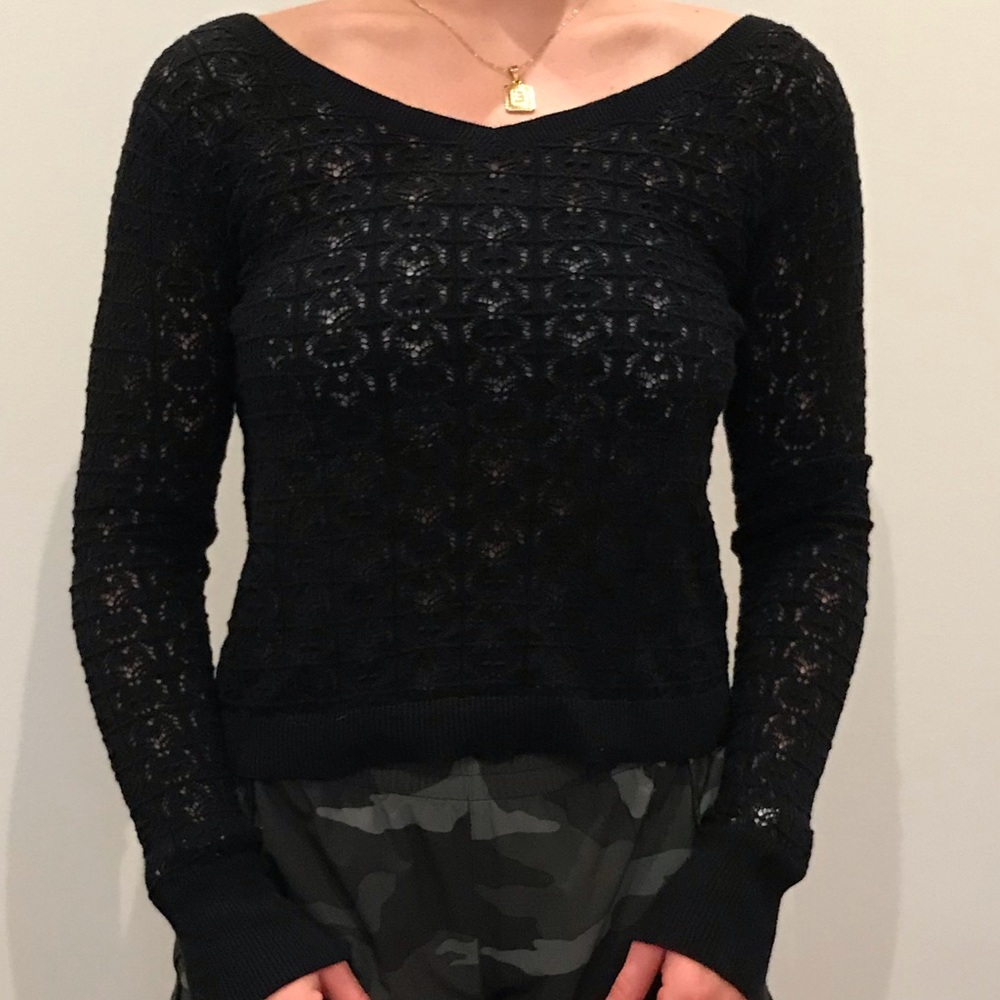 Frenchi black crochet sweater
